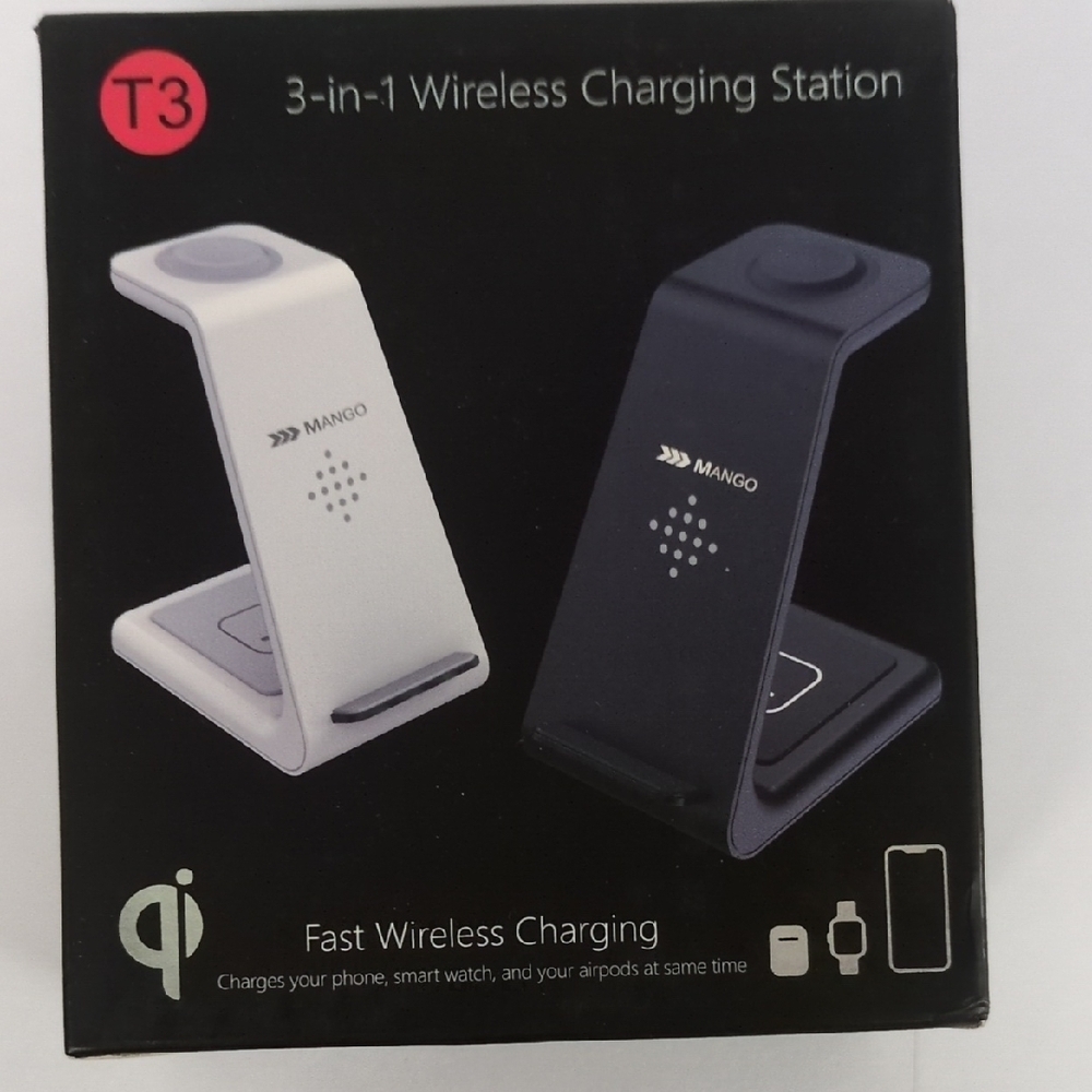 Mango T3 Dual Wireless Charging Station‎ - Black